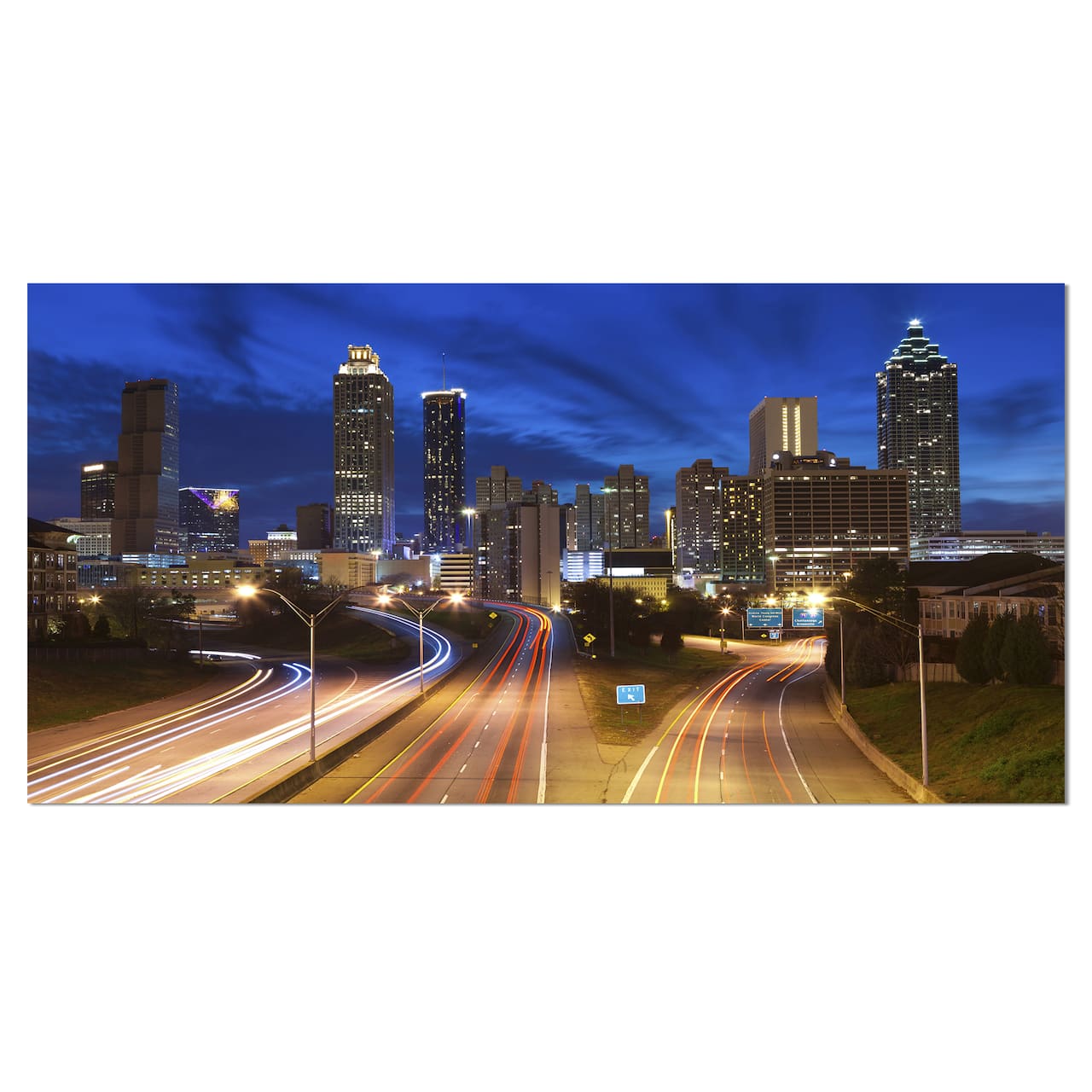 Designart - Atlanta Skyline Twilight Blue Hour - Cityscape Canvas Print